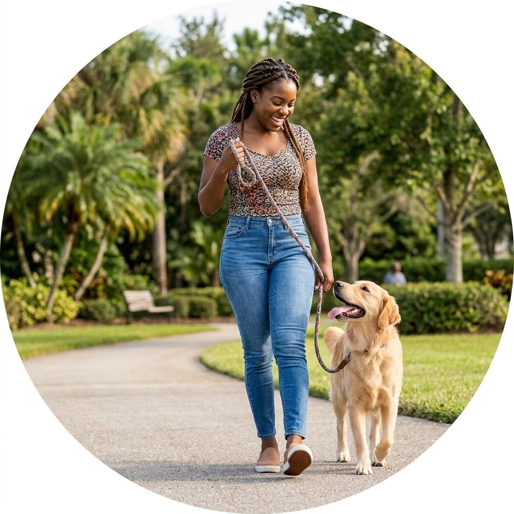 Happy pet parent with pet